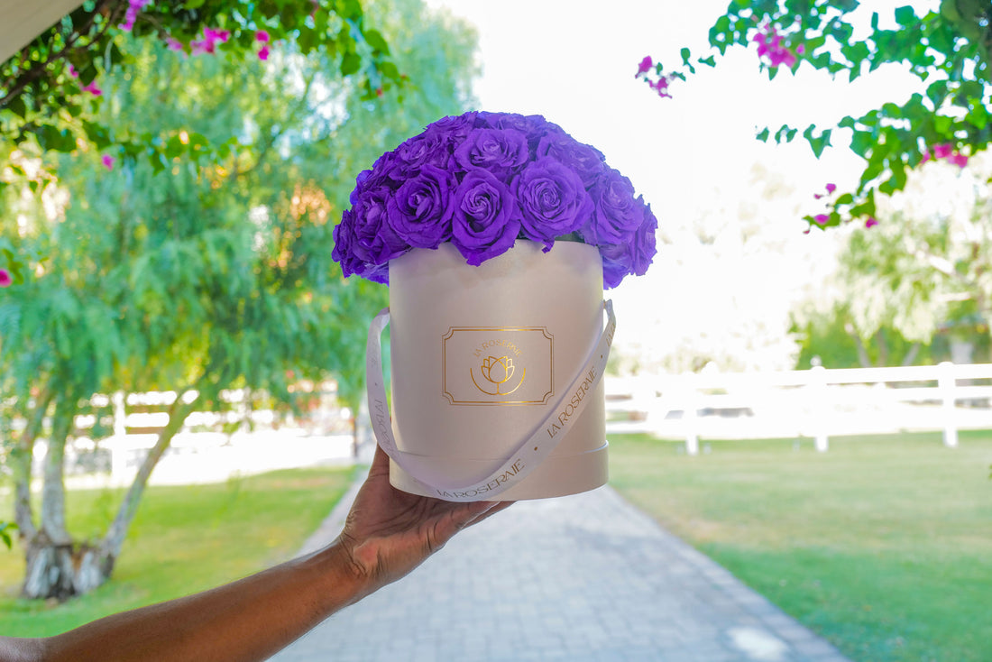 Classic White Box | Purple Roses